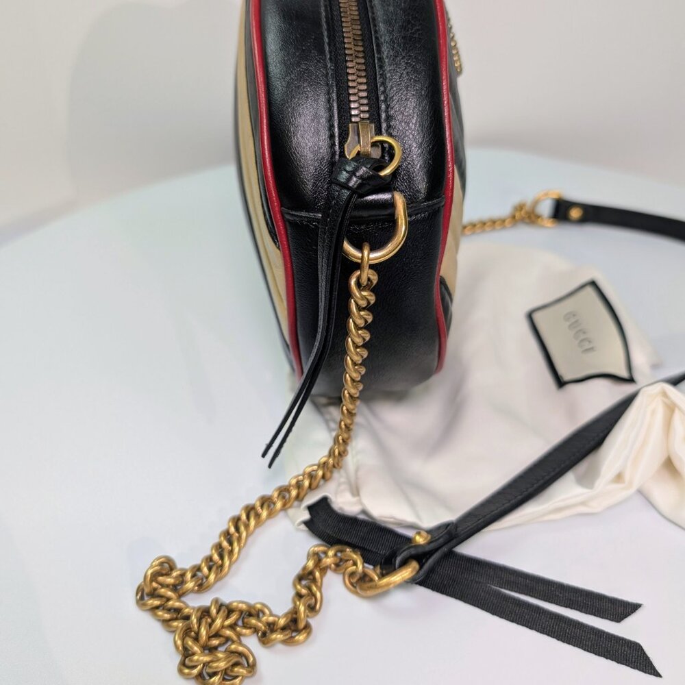 Gucci Beige and Black GG Marmont Round Mini Bag - Picture 13 of 13